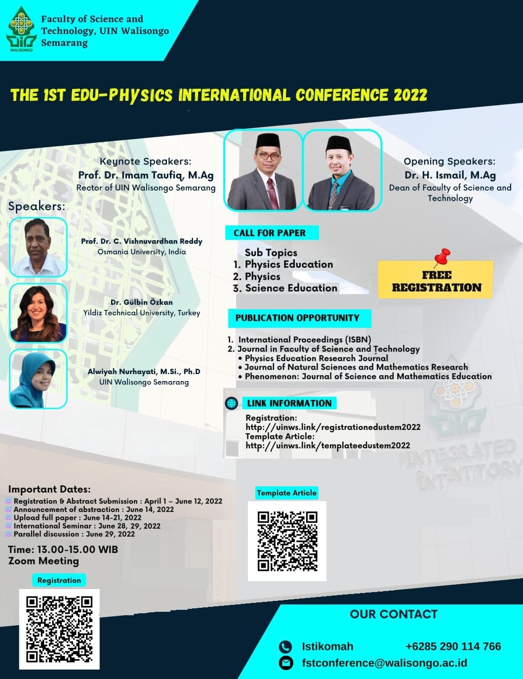 THE 1ST EDU-PHYSICS CONFERENCE 2022 MENYATUKAN NARASUMBER INTERNASIONAL DI UIN WALISONGO SEMARANG