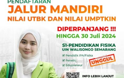 Kesempatan Emas! Pendaftaran PMB UIN Walisongo Semarang 2024 Diperpanjang hingga 30 Juli – GenZ Harus Merapat ke Prodi Pendidikan Fisika!